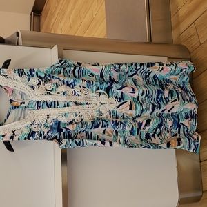 Lilly pulitzer dress multi color with embroidery on collar